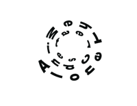 a black and white image of letters in a circle